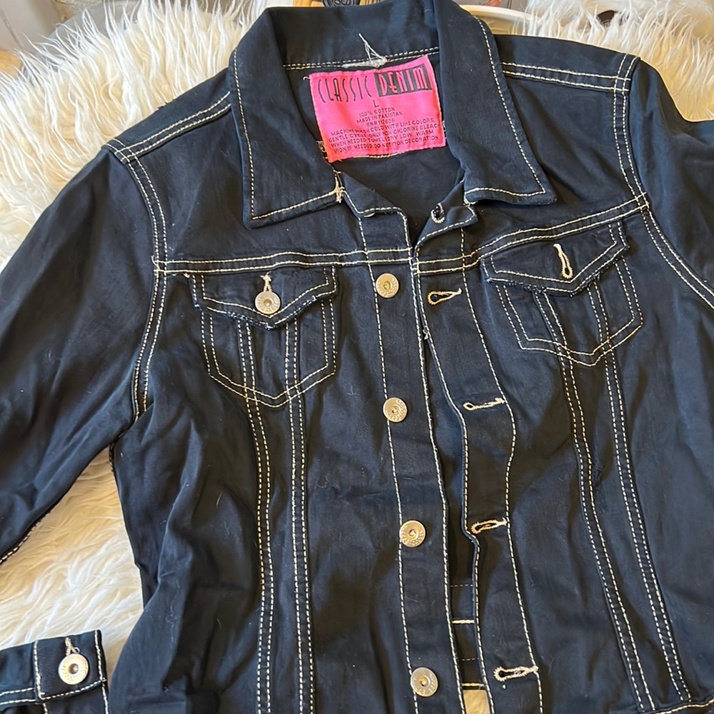 Classic Denim Dark Wash Stretch Jean Jacket